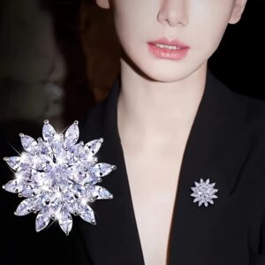 Silver-Tone Sunflower Brooch