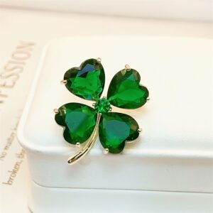 Emerald Four-Leaf Clover Brooch