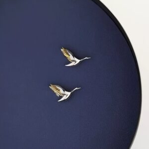 Two-Tone Flying Crane Brooch